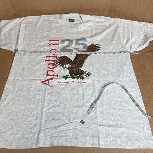 New Vintage Fruit of the Loom Apollo 11 25th Anniversary Package Tshirt XL Grey - Picture 10 of 11